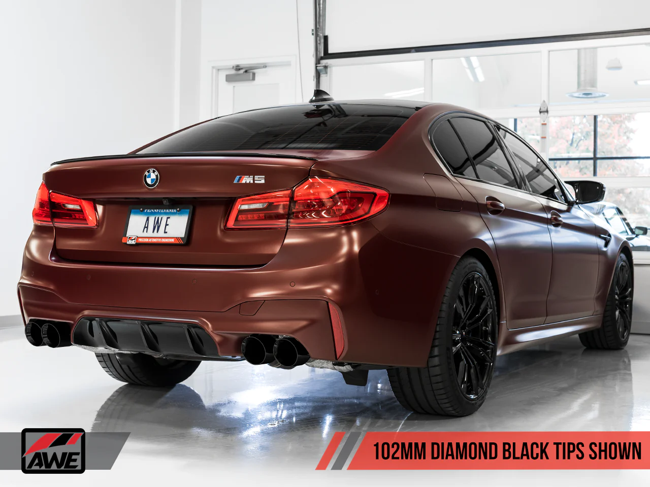 AWE Tuning 18-19 BMW F90 M5 SwitchPatch CatBack Exhaust- Black Diamond Tips