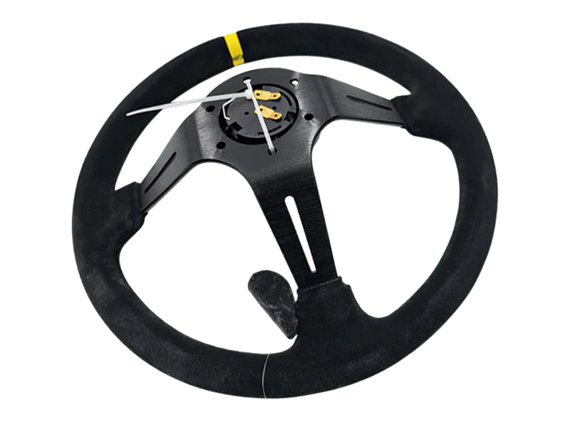 Circuit Hero 350mm Slotted 3-Spoke Suede Steering Wheel