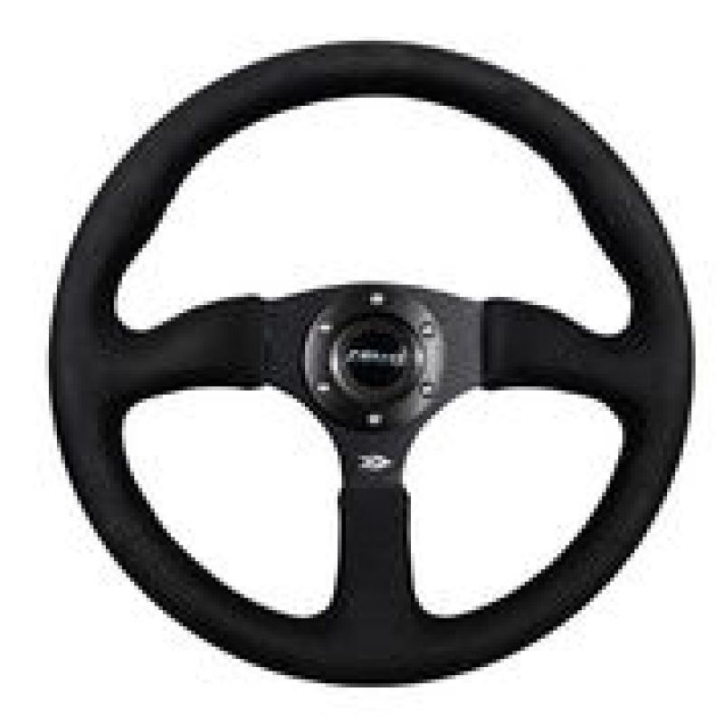 NRG Steering Wheel - 350mm / 2.5" Deep Dish (Black Alcantara Grip / Matte Black Spokes)