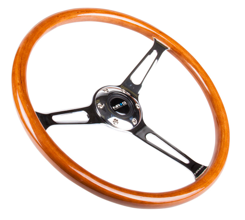 NRG Wood Grain Steering Wheel - 360mm (Wood Grip / Chrome Spokes)