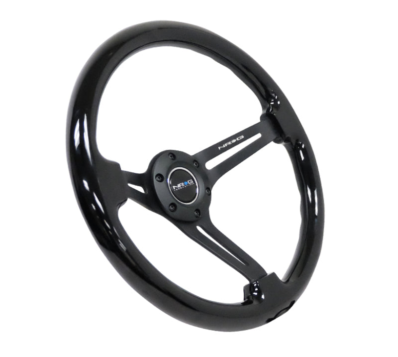 NRG Wood Grain Steering Wheel - 350mm / 3" Deep Dish ( Black Grip / Matte Black Spokes)