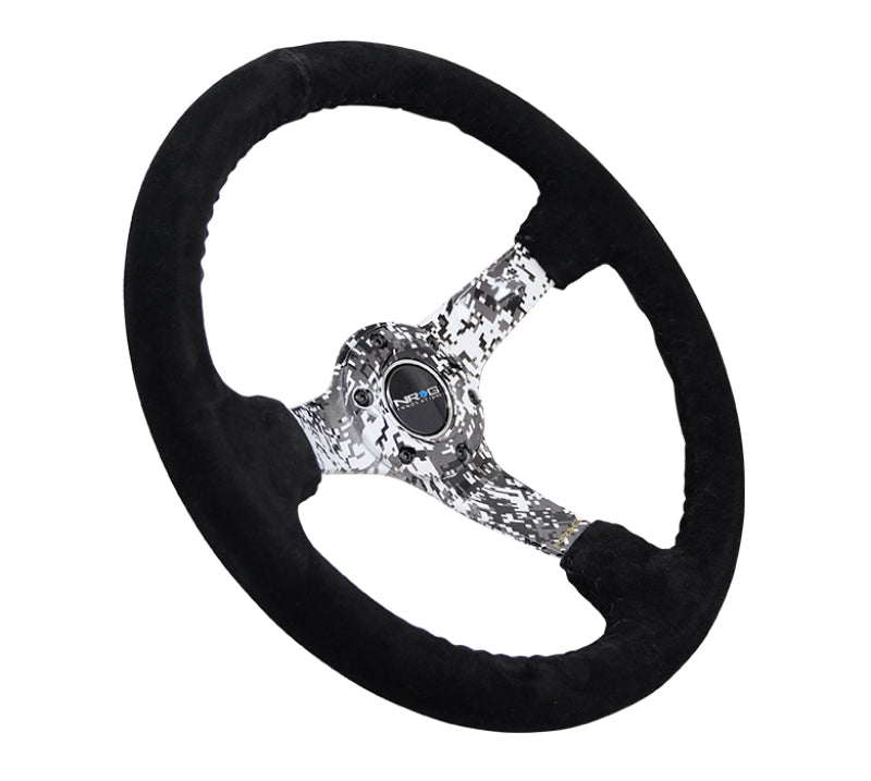 NRG Steering Wheel - 350mm / 3" Deep Dish (Black Suede / Digital Camo Spokes)