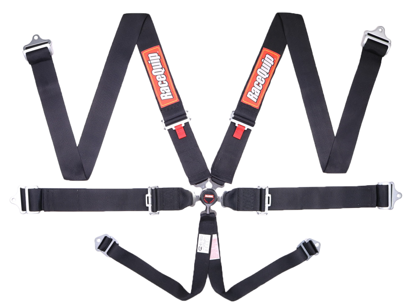 RaceQuip SFI Camlock 6pt Pull-Down Harness - Black