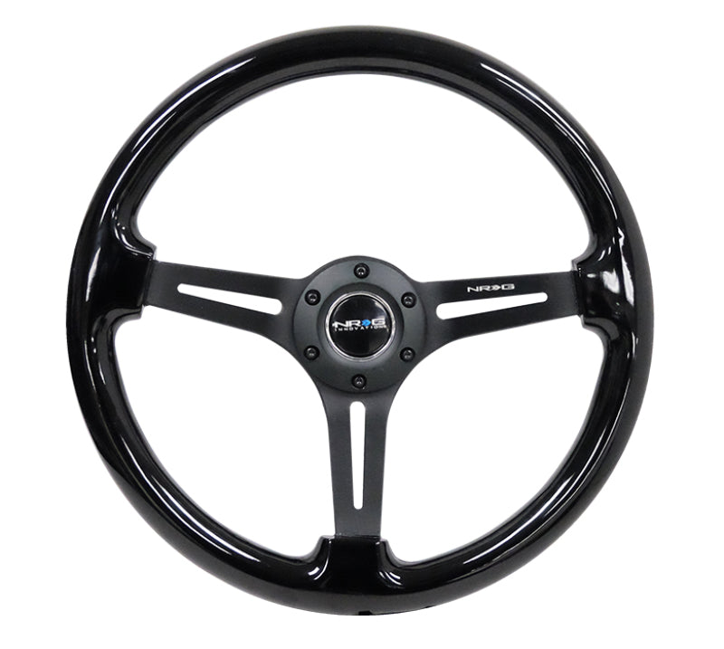 NRG Wood Grain Steering Wheel - 350mm / 3" Deep Dish ( Black Grip / Matte Black Spokes)
