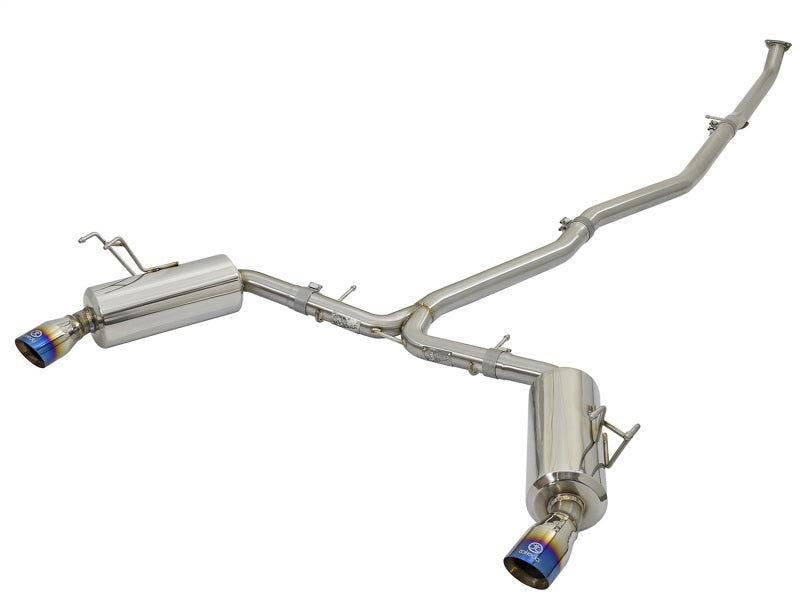 aFe POWER Takeda 16-17 Honda Civic I4-1.5L (t) 2.5-2.25in Dual-Exit Exhaust Blue Tips