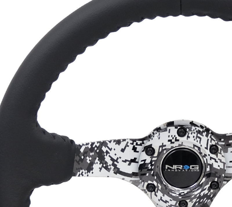NRG Steering Wheel - 350mm / 3" Deep Dish (Black Leather / Digital Camo Spokes)