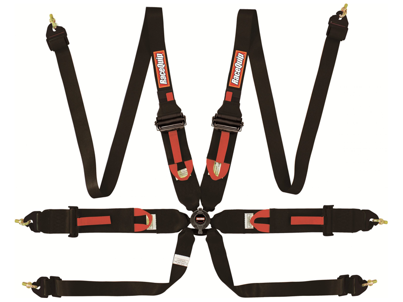 RaceQuip FIA Camlock 6pt Pull-Up Harness - Black
