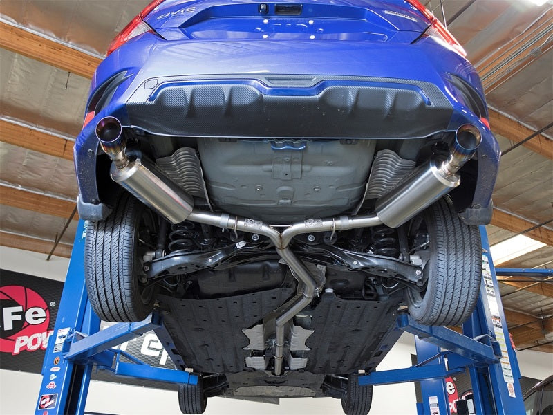 aFe POWER Takeda 16-17 Honda Civic I4-1.5L (t) 2.5-2.25in Dual-Exit Exhaust Blue Tips