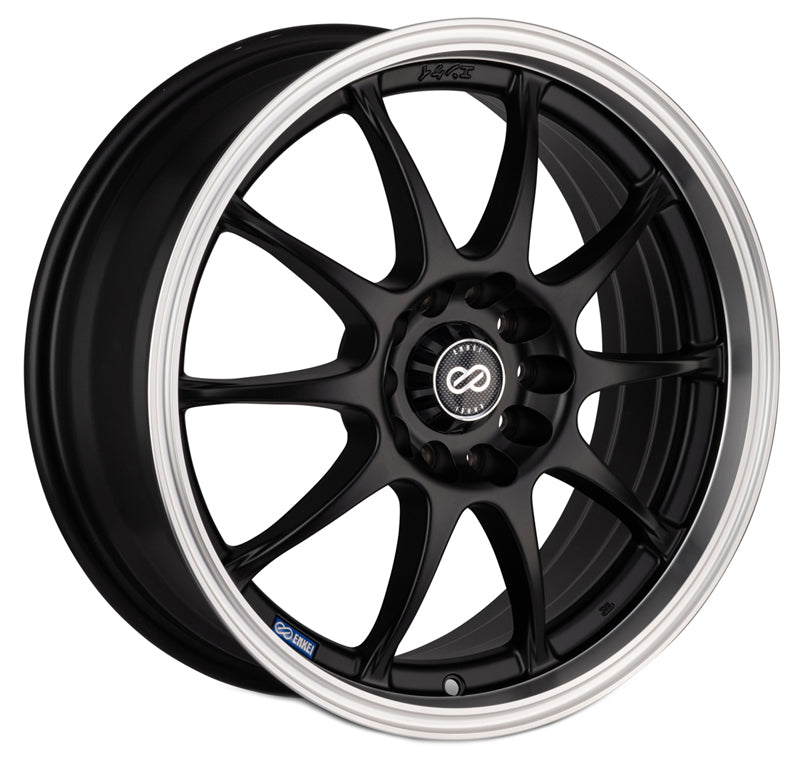 Enkei J10 17x7 5x100 38mm Offset Dia Matte Black w/ Machined Lip Wheel