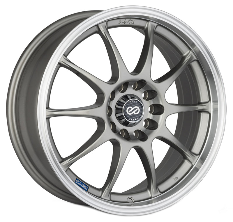 Enkei J10 15x6.5 4x100/108 38mm Offset 72.6mm Bore Silver w/ Machined Lip Wheel