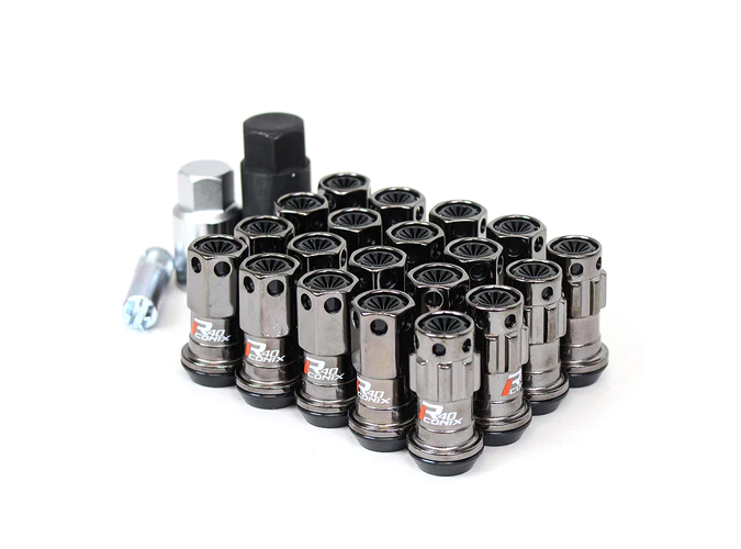 Project Kics R40 Iconix Lug Nuts - 12x1.5 Classical w/ Black Caps (16 Lugs + 4 Locks)