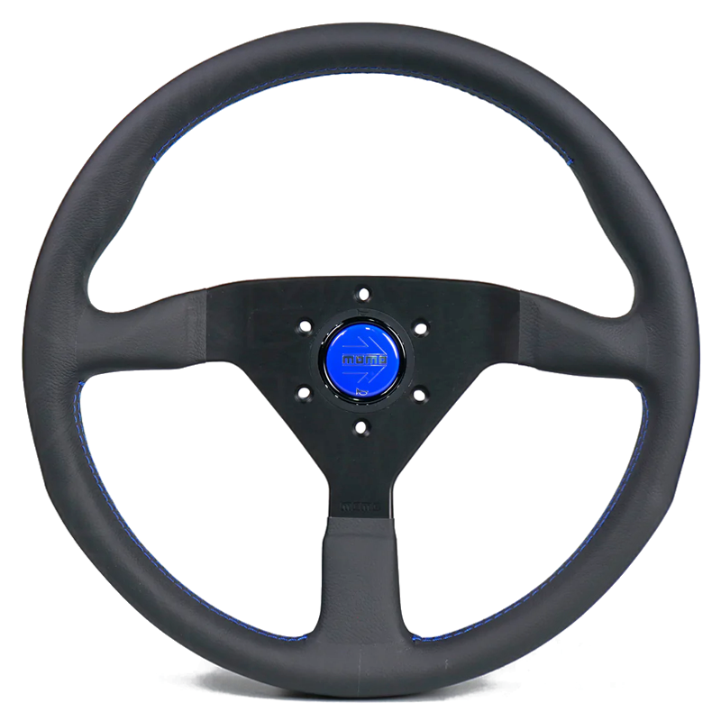 Momo Montecarlo Steering Wheel - 350mm (Black Leather / Blue Stitching)