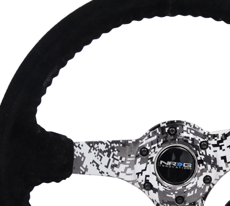 NRG Steering Wheel - 350mm / 3" Deep Dish (Black Suede / Digital Camo Spokes)