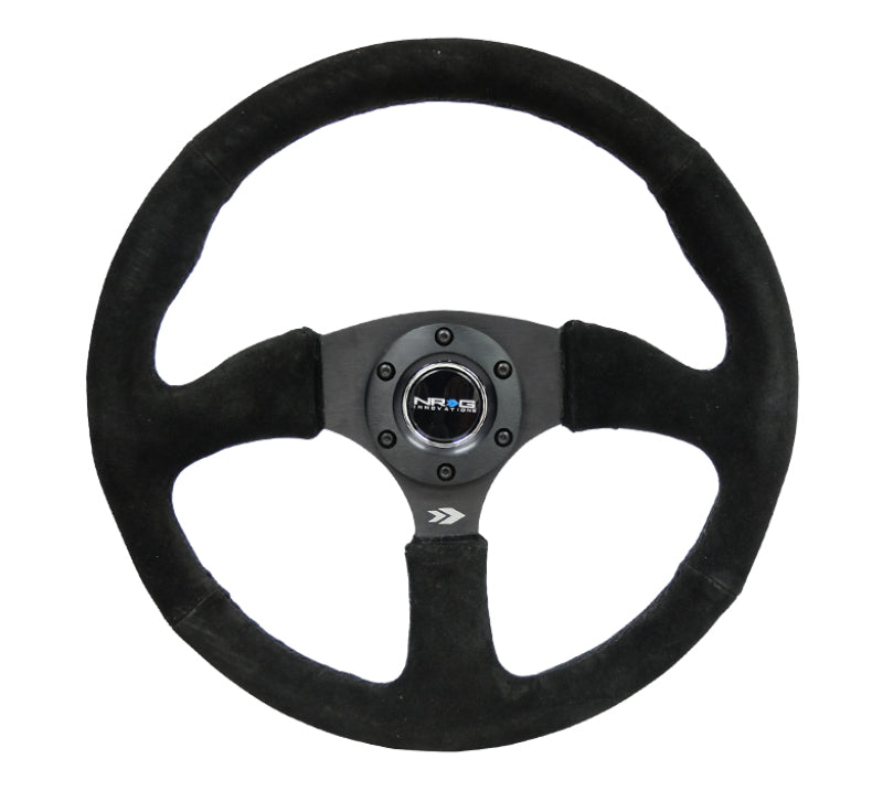 NRG Steering Wheel - 350mm / 2.5" Deep Dish (Black Suede Grip / Matte Black Spokes)