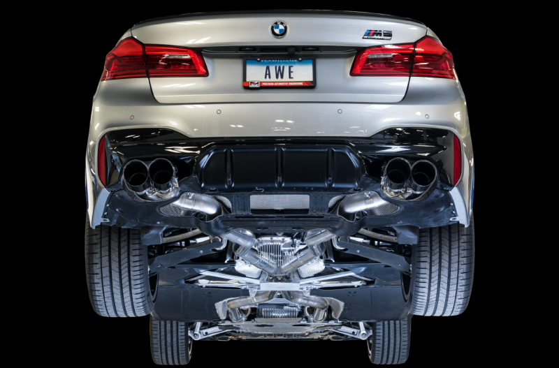 AWE Tuning 18-19 BMW F90 M5 SwitchPatch CatBack Exhaust- Black Diamond Tips