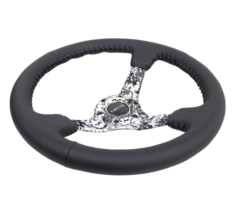 NRG Steering Wheel - 350mm / 3" Deep Dish (Black Leather / Digital Camo Spokes)
