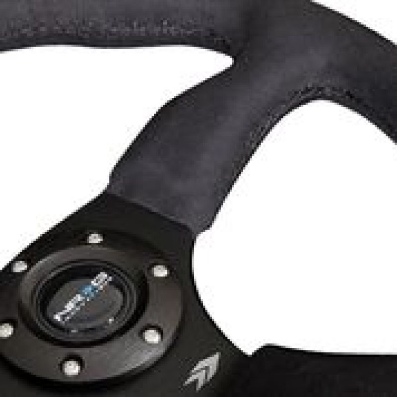 NRG Steering Wheel - 350mm / 2.5" Deep Dish (Black Alcantara Grip / Matte Black Spokes)