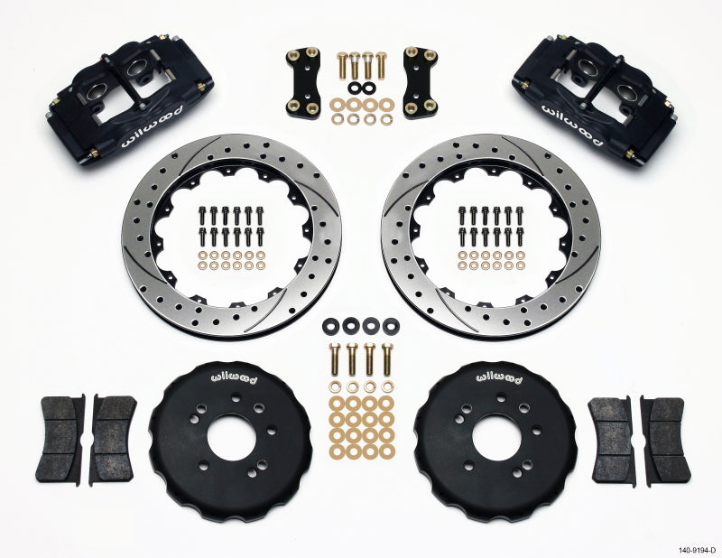 Wilwood FSLI4 Big Brake Kit - Front Black (Nissan 240SX 13in Drilled Rotors)