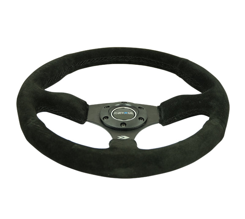 NRG Steering Wheel - 350mm / 2.5" Deep Dish (Black Suede Grip / Matte Black Spokes)