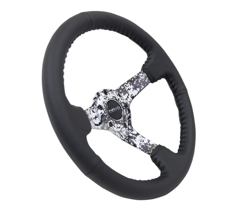 NRG Steering Wheel - 350mm / 3" Deep Dish (Black Leather / Digital Camo Spokes)