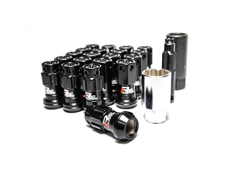 Project Kics R40 Iconix Lug Nuts - 12x1.5 Black w Black Caps (16 Lugs + 4 Locks)