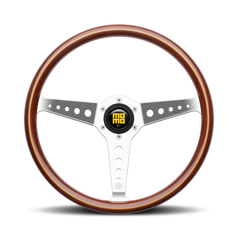 Momo California Wood Steering Wheel - 360mm (Mahogany Wood / Polished Spokes)