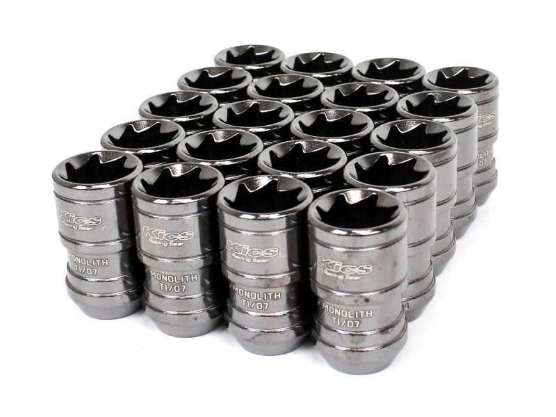 Project Kics Monolith T1/07 Lug Nuts -14x1.5 Glorious Black (20 Lug Set)