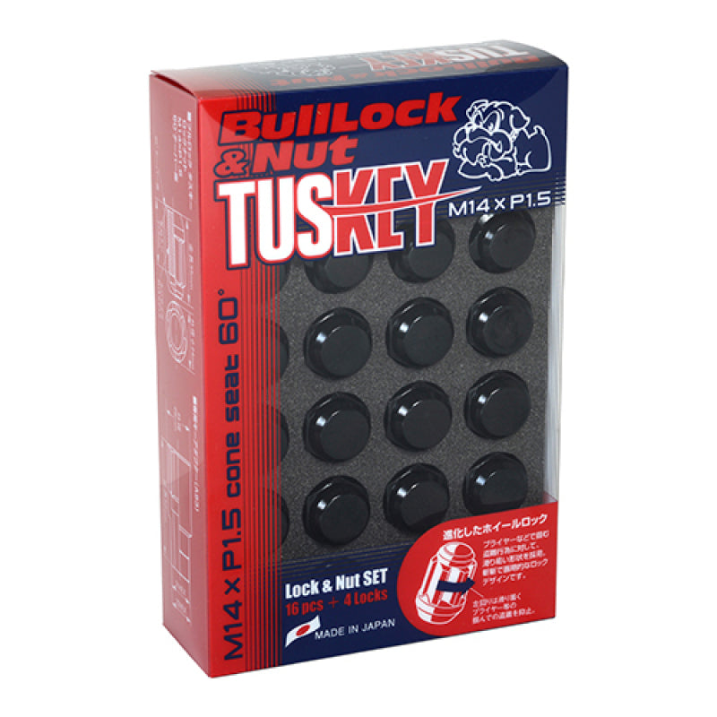 Project Kics Bull Lock And Nut Set - 14X1.50 Black (16 Lugs + 4 Locks)