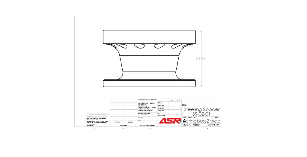 ASR Steering Wheel Hub Spacer - 2" Black