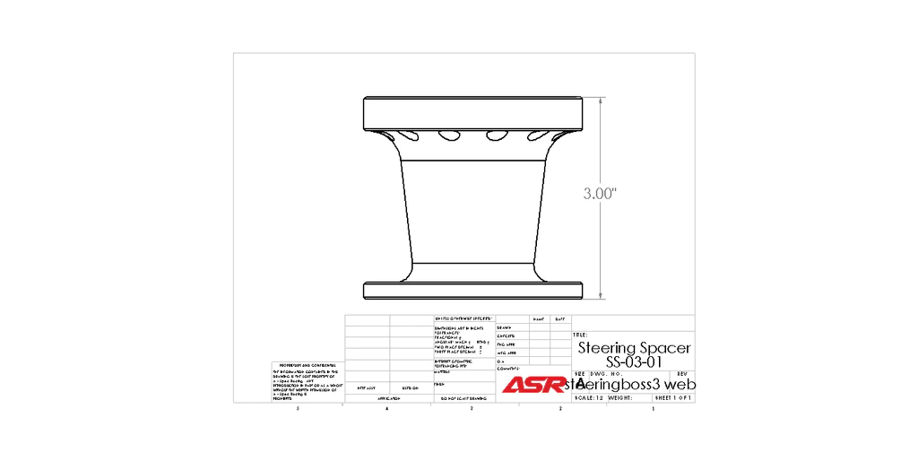 ASR Steering Wheel Hub Spacer - 3" Clear