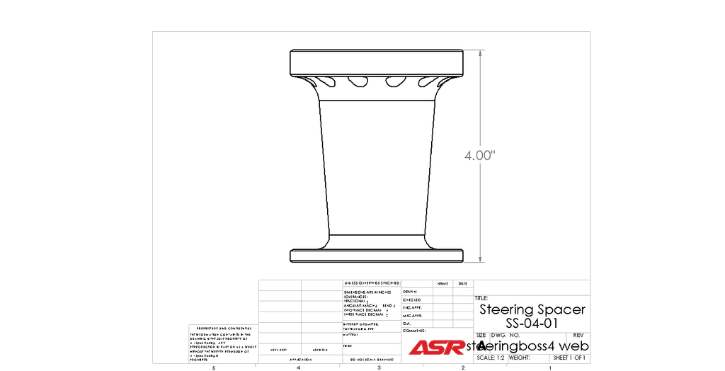 ASR Steering Wheel Hub Spacer - 4" Clear