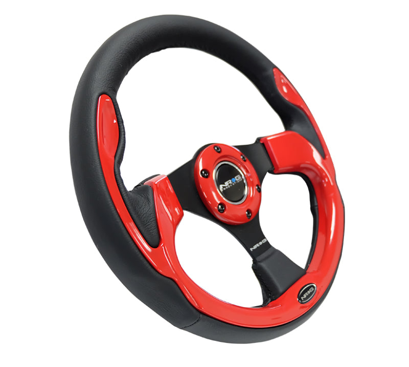 NRG Steering Wheel - 320mm (Black Leather Grip / Red Trim)