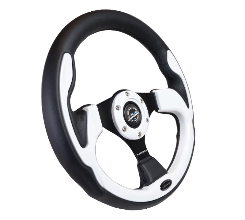 NRG Steering Wheel - 320mm (Black Leather Grip / White Trim)