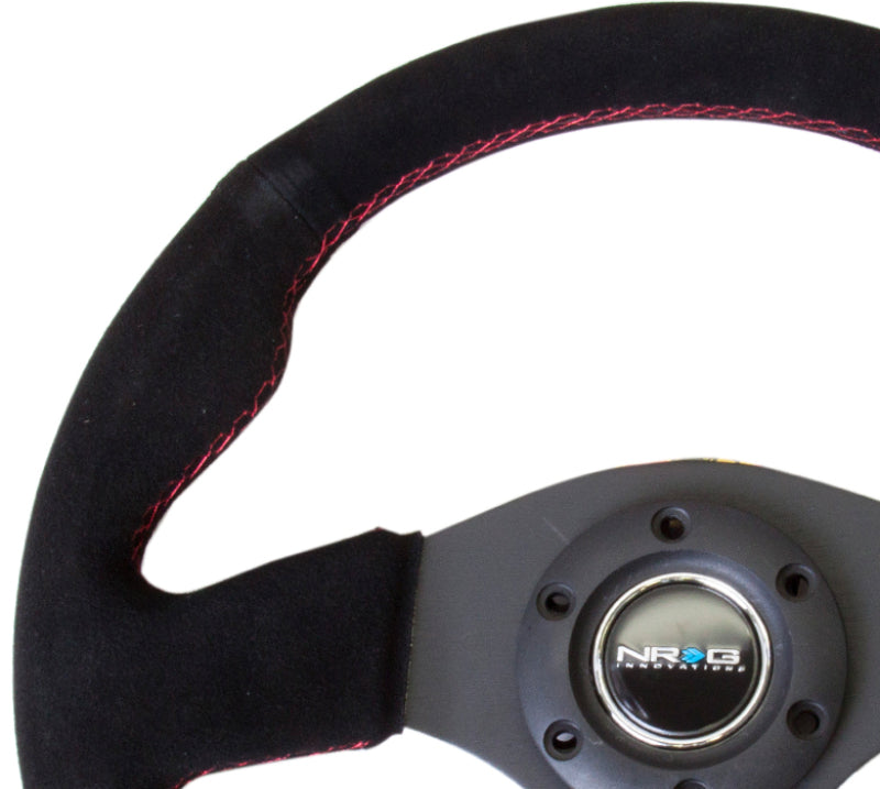 NRG Steering Wheel - 320mm (Black Suede Grip / Red Stitching)