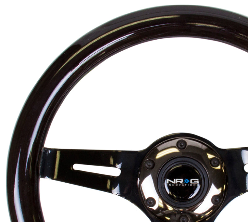 NRG Wood Grain Steering Wheel - 310mm (Black Grip / Black Chrome Spokes)