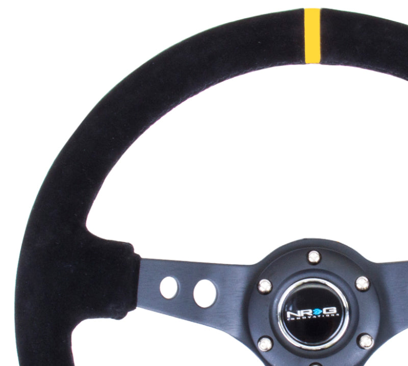 NRG Steering Wheel - 350mm / 3" Deep Dish (Black Suede Grip / Yellow Center Mark)