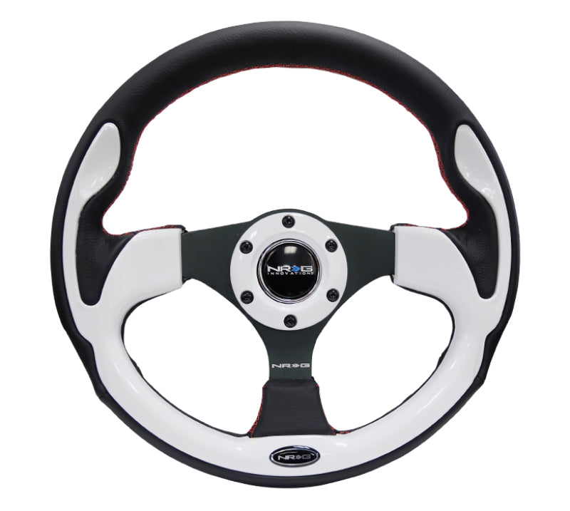 NRG Steering Wheel - 320mm (Black Leather Grip / White Trim)