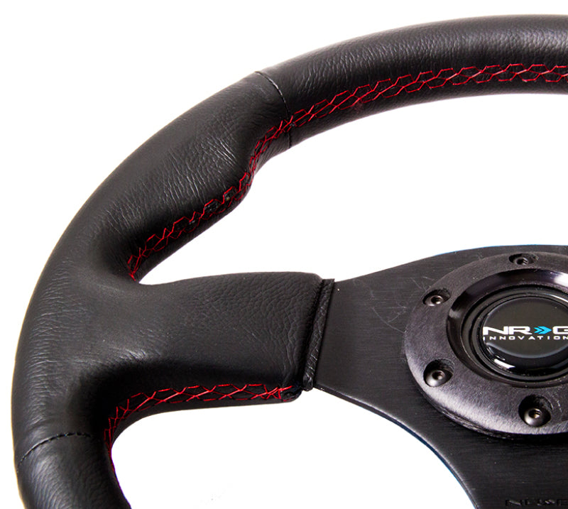 NRG Steering Wheel - 320mm (Black Leather Grip / Red Stitching)