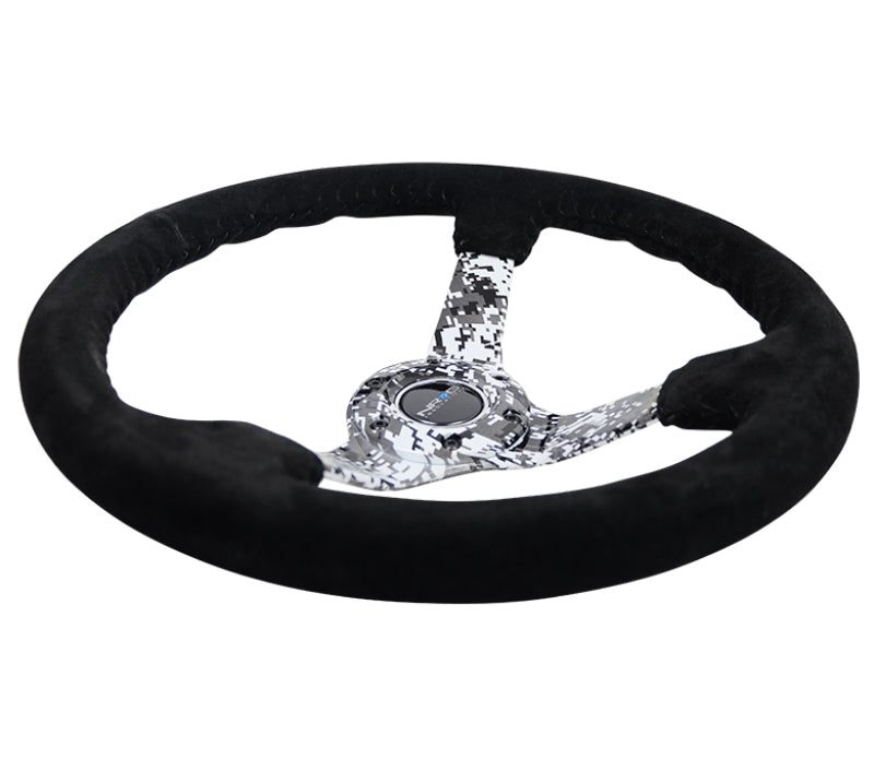 NRG Steering Wheel - 350mm / 3" Deep Dish (Black Suede / Digital Camo Spokes)