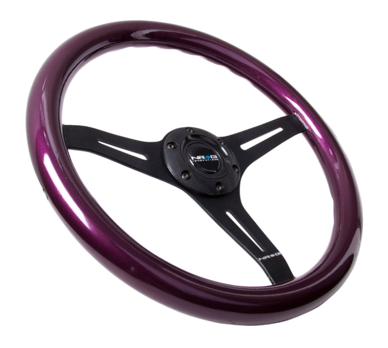 NRG Wood Grain Steering Wheel - 350mm (Purple Pearl Flake Grip / Black Spokes)