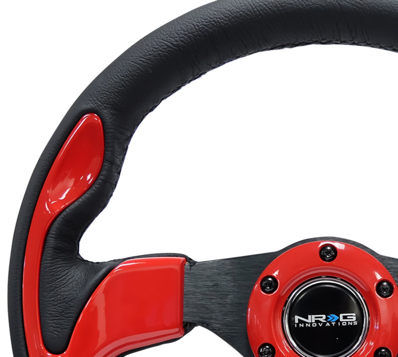 NRG Steering Wheel - 320mm (Black Leather Grip / Red Trim)