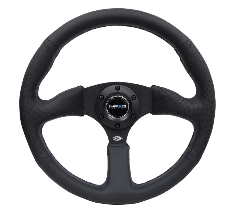 NRG Steering Wheel - 350mm / 2.5" Deep Dish (Black Leather Grip / Matte Black Spokes)