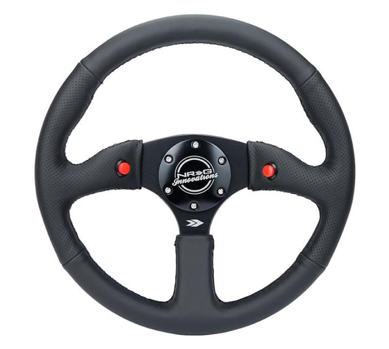 NRG Steering Wheel - 350mm / 2.5" Deep Dish (Sport Leather Racing / Matte Black Spokes)