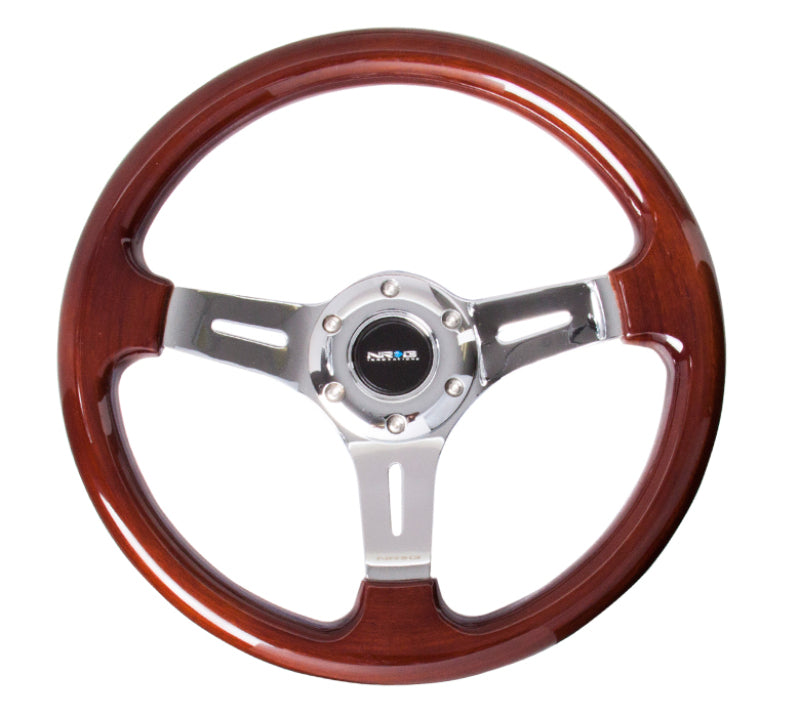 NRG Wood Grain Steering Wheel - 330mm (Wood  Grip / Chrome Spokes)