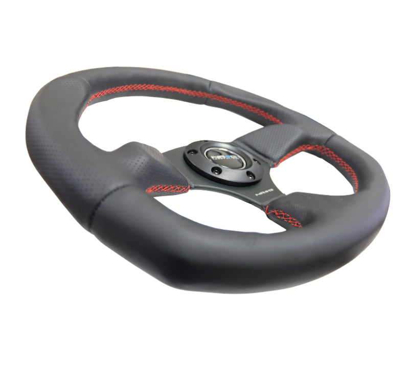 NRG Steering Wheel - 320mm ( Black Leather Grip / Red Stitching)