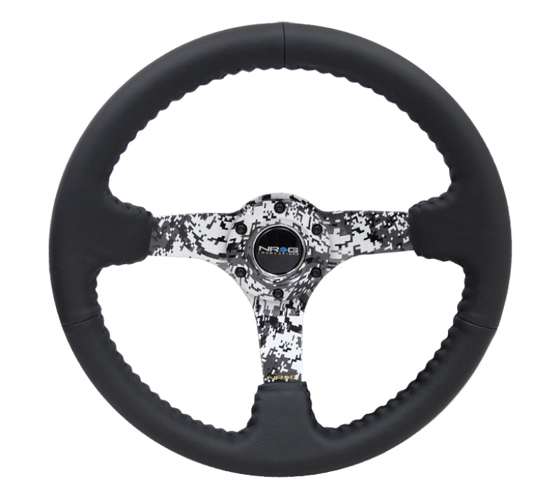 NRG Steering Wheel - 350mm / 3" Deep Dish (Black Leather / Digital Camo Spokes)