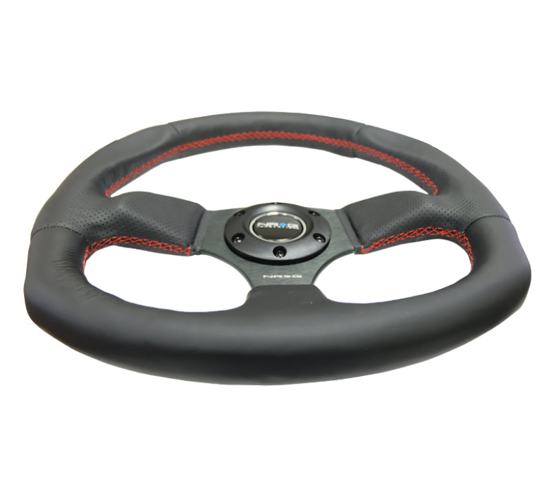 NRG Steering Wheel - 320mm ( Black Leather Grip / Red Stitching)