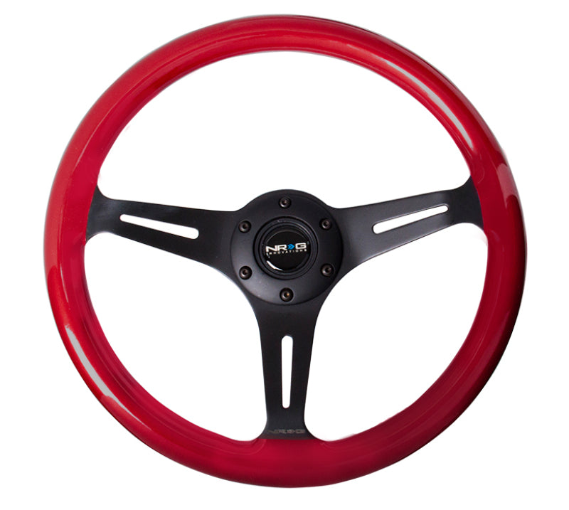 NRG Wood Grain Steering Wheel - 350mm (Red Pearl Flake Grip / Black Spokes)