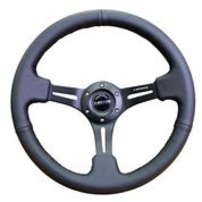 NRG Steering Wheel - 350mm / 3" Deep Dish (Black Leather / Black Stitching)