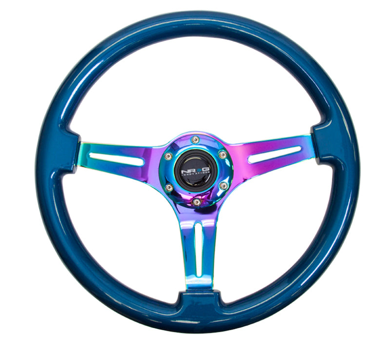 NRG Wood Grain Steering Wheel - 350mm (Blue Pearl Flake Grip / Neochrome Spokes)